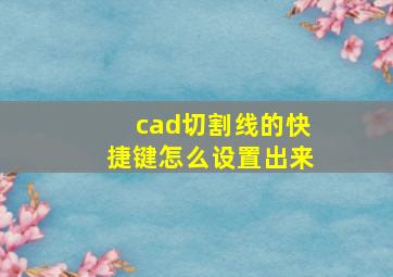 cad切割线的快捷键怎么设置出来