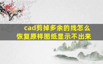 cad剪掉多余的线怎么恢复原样图纸显示不出来