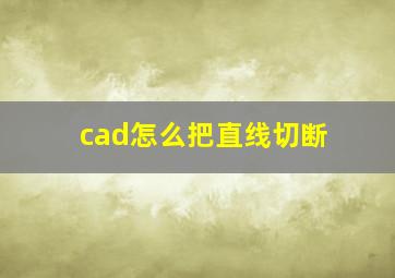 cad怎么把直线切断