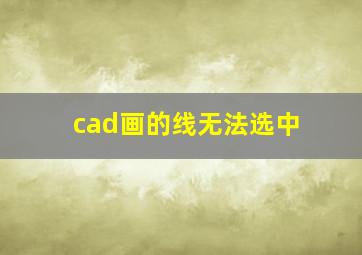 cad画的线无法选中