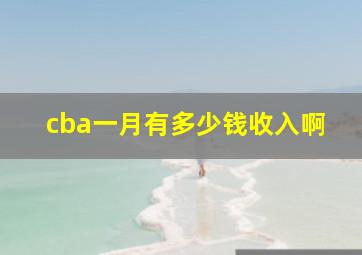 cba一月有多少钱收入啊