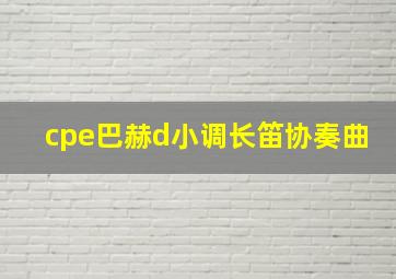 cpe巴赫d小调长笛协奏曲