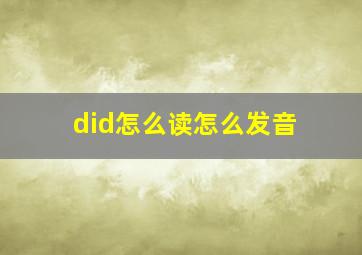 did怎么读怎么发音