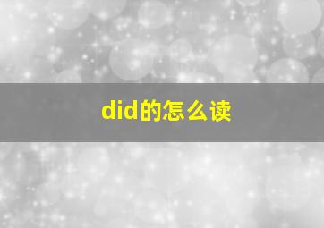 did的怎么读