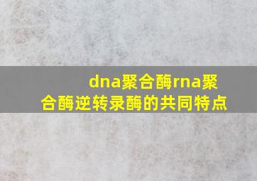 dna聚合酶rna聚合酶逆转录酶的共同特点