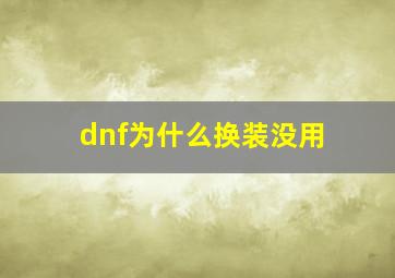 dnf为什么换装没用