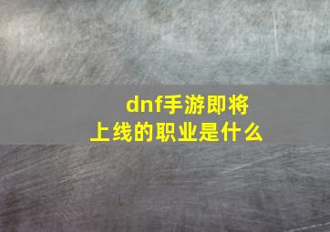 dnf手游即将上线的职业是什么