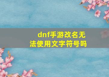 dnf手游改名无法使用文字符号吗