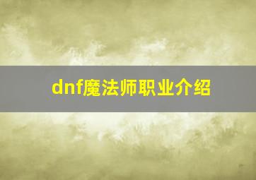 dnf魔法师职业介绍