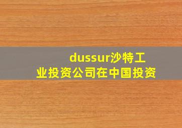 dussur沙特工业投资公司在中国投资