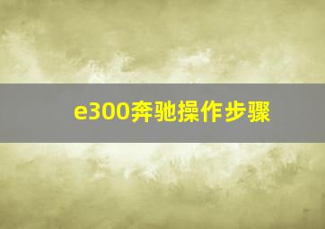 e300奔驰操作步骤