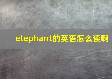 elephant的英语怎么读啊