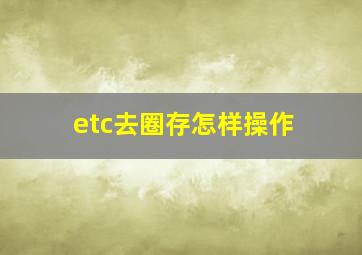 etc去圈存怎样操作