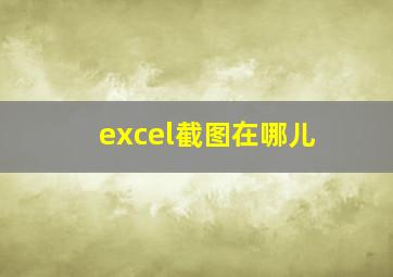 excel截图在哪儿