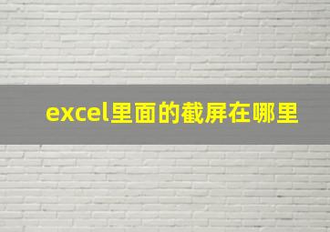 excel里面的截屏在哪里