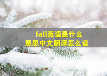 fall英语是什么意思中文翻译怎么读