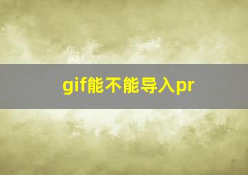 gif能不能导入pr