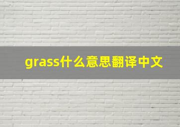 grass什么意思翻译中文