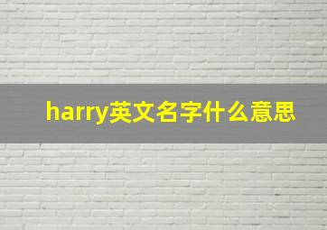 harry英文名字什么意思