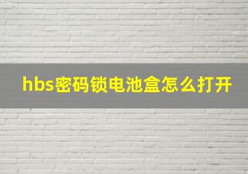 hbs密码锁电池盒怎么打开