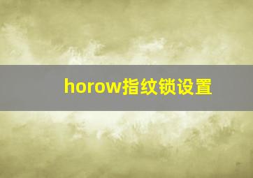 horow指纹锁设置