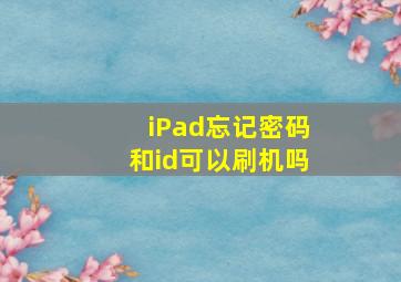 iPad忘记密码和id可以刷机吗