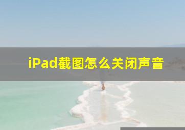 iPad截图怎么关闭声音