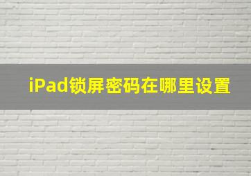 iPad锁屏密码在哪里设置