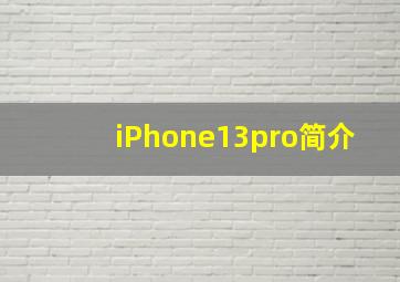 iPhone13pro简介