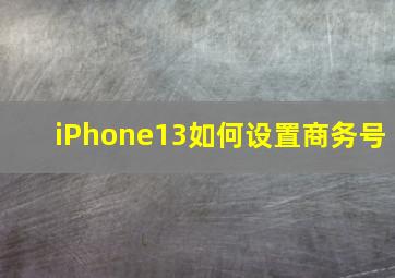 iPhone13如何设置商务号