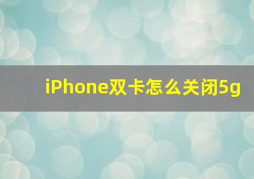 iPhone双卡怎么关闭5g