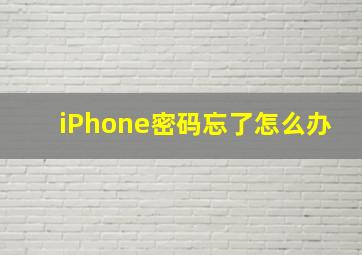 iPhone密码忘了怎么办