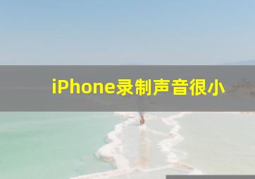 iPhone录制声音很小