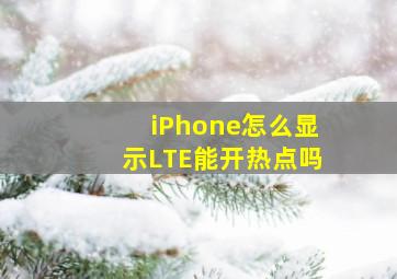 iPhone怎么显示LTE能开热点吗