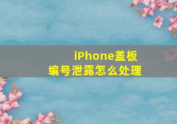 iPhone盖板编号泄露怎么处理