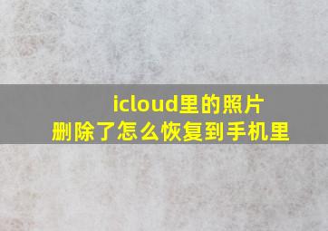 icloud里的照片删除了怎么恢复到手机里