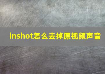 inshot怎么去掉原视频声音