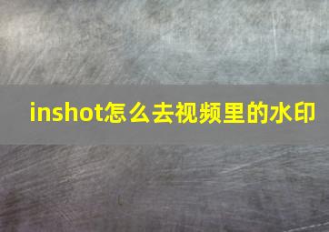 inshot怎么去视频里的水印