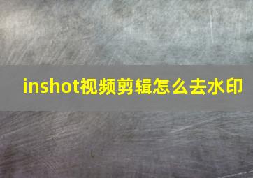 inshot视频剪辑怎么去水印