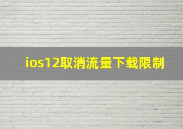 ios12取消流量下载限制