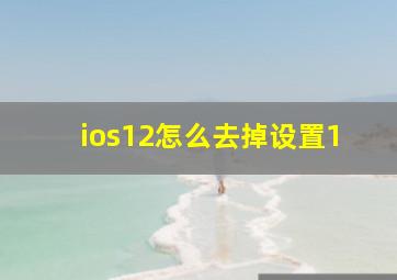 ios12怎么去掉设置1