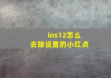 ios12怎么去除设置的小红点