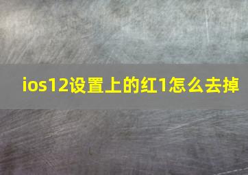 ios12设置上的红1怎么去掉