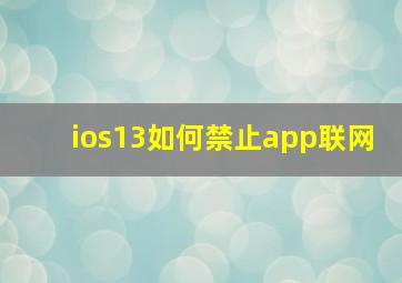 ios13如何禁止app联网