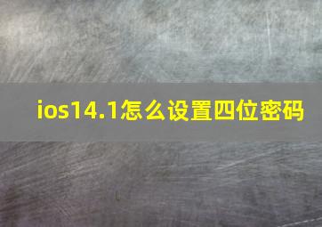 ios14.1怎么设置四位密码