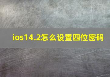 ios14.2怎么设置四位密码