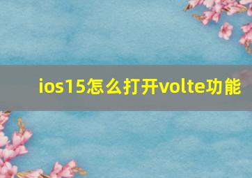 ios15怎么打开volte功能