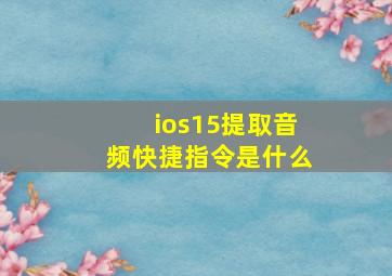 ios15提取音频快捷指令是什么