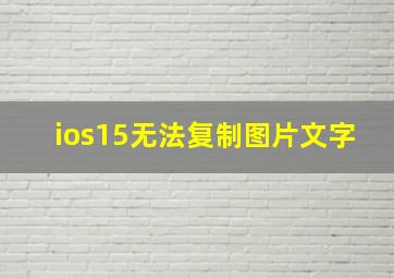 ios15无法复制图片文字