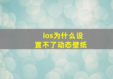 ios为什么设置不了动态壁纸